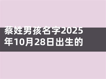 蔡姓男孩名字2025年10月28日出生的