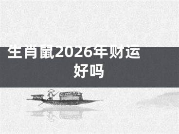 生肖鼠2026年财运好吗