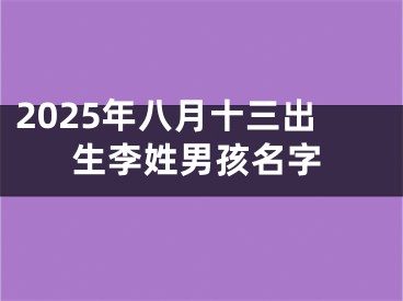 2025年八月十三出生李姓男孩名字