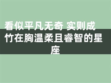 看似平凡无奇 实则成竹在胸温柔且睿智的星座