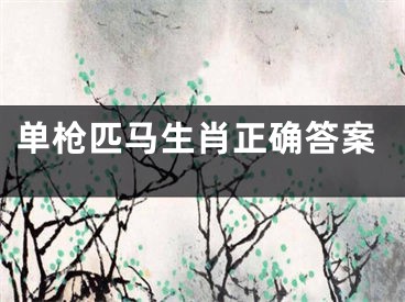 单枪匹马生肖正确答案