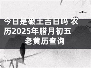 今日是破土吉日吗 农历2025年腊月初五老黄历查询
