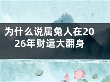 为什么说属兔人在2026年财运大翻身