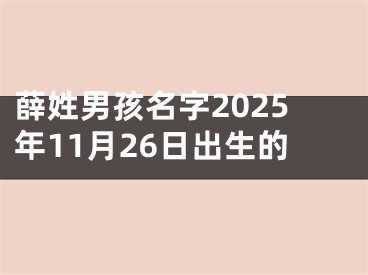 薛姓男孩名字2025年11月26日出生的