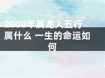 2000年属龙人五行属什么 一生的命运如何