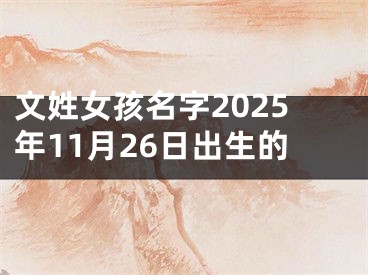 文姓女孩名字2025年11月26日出生的