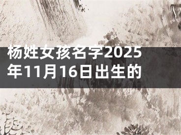 杨姓女孩名字2025年11月16日出生的