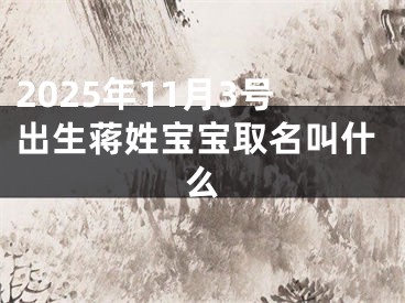 2025年11月3号出生蒋姓宝宝取名叫什么