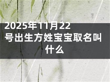 2025年11月22号出生方姓宝宝取名叫什么