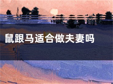 鼠跟马适合做夫妻吗 