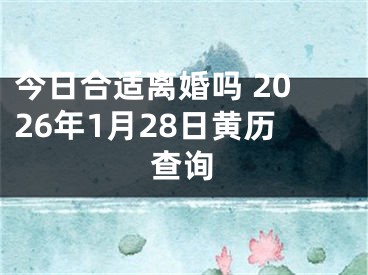 今日合适离婚吗 2026年1月28日黄历查询