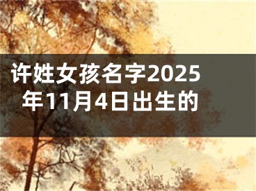 许姓女孩名字2025年11月4日出生的