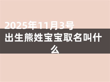 2025年11月3号出生熊姓宝宝取名叫什么