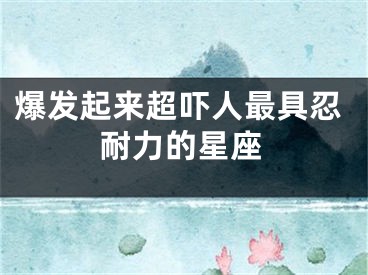 爆发起来超吓人最具忍耐力的星座