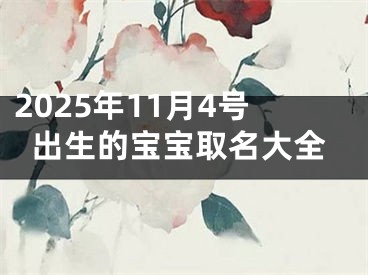 2025年11月4号出生的宝宝取名大全