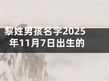 黎姓男孩名字2025年11月7日出生的