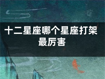 十二星座哪个星座打架最厉害