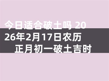 今日适合破土吗 2026年2月17日农历正月初一破土吉时