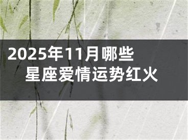 2025年11月哪些星座爱情运势红火