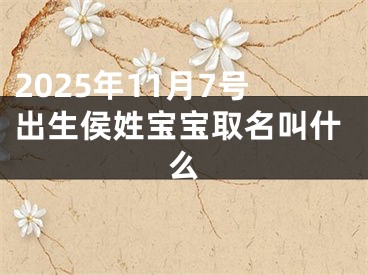 2025年11月7号出生侯姓宝宝取名叫什么