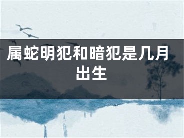 属蛇明犯和暗犯是几月出生
