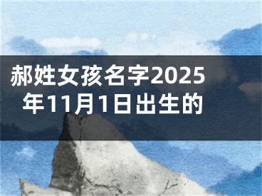 郝姓女孩名字2025年11月1日出生的