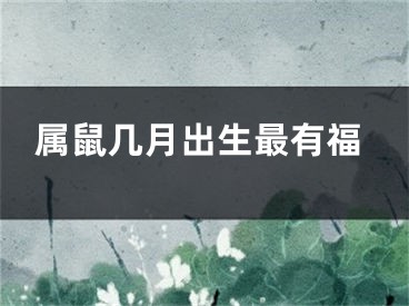 属鼠几月出生最有福