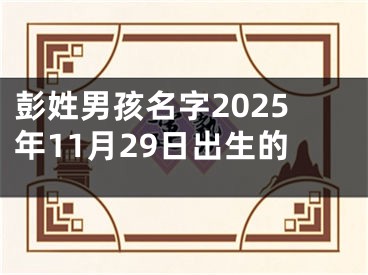 彭姓男孩名字2025年11月29日出生的