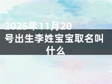 2025年11月20号出生李姓宝宝取名叫什么