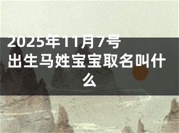 2025年11月7号出生马姓宝宝取名叫什么