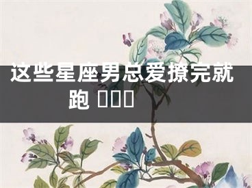 这些星座男总爱撩完就跑 ​​​