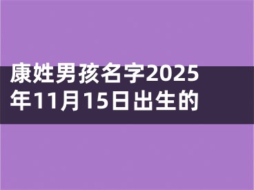 康姓男孩名字2025年11月15日出生的