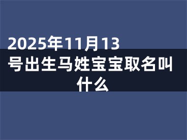 2025年11月13号出生马姓宝宝取名叫什么