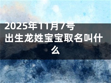 2025年11月7号出生龙姓宝宝取名叫什么