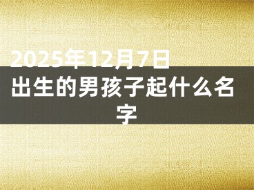 2025年12月7日出生的男孩子起什么名字