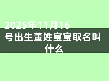 2025年11月16号出生董姓宝宝取名叫什么