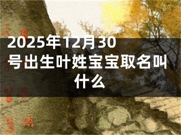 2025年12月30号出生叶姓宝宝取名叫什么