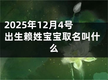 2025年12月4号出生赖姓宝宝取名叫什么