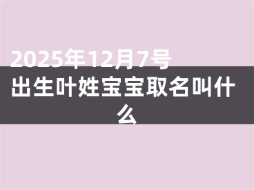 2025年12月7号出生叶姓宝宝取名叫什么