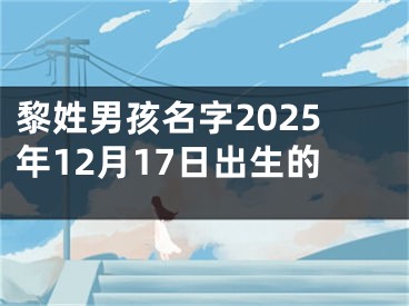 黎姓男孩名字2025年12月17日出生的