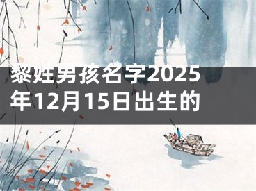 黎姓男孩名字2025年12月15日出生的