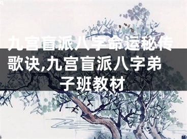 九宫盲派八字命运秘传歌诀,九宫盲派八字弟子班教材