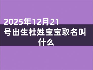 2025年12月21号出生杜姓宝宝取名叫什么
