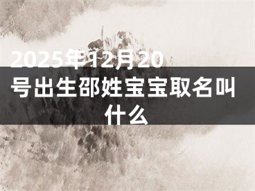 2025年12月20号出生邵姓宝宝取名叫什么