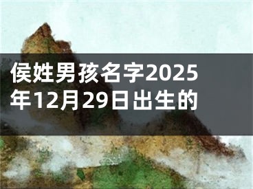 侯姓男孩名字2025年12月29日出生的