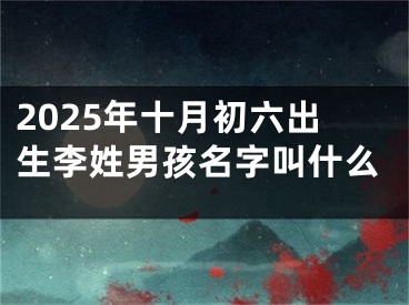 2025年十月初六出生李姓男孩名字叫什么