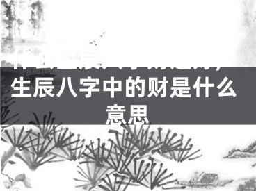什么生辰八字财运好,生辰八字中的财是什么意思