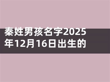 秦姓男孩名字2025年12月16日出生的