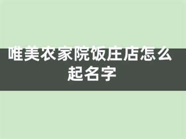 唯美农家院饭庄店怎么起名字