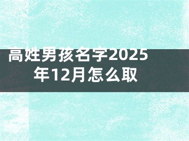 高姓男孩名字2025年12月怎么取